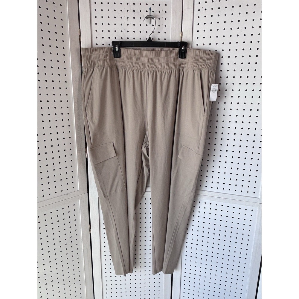 NWT Old Navy SleekTech Pull On Cargo Athletic Pants Beige Women's XXL